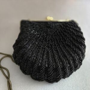 Vintage Black Beaded Evening Bag